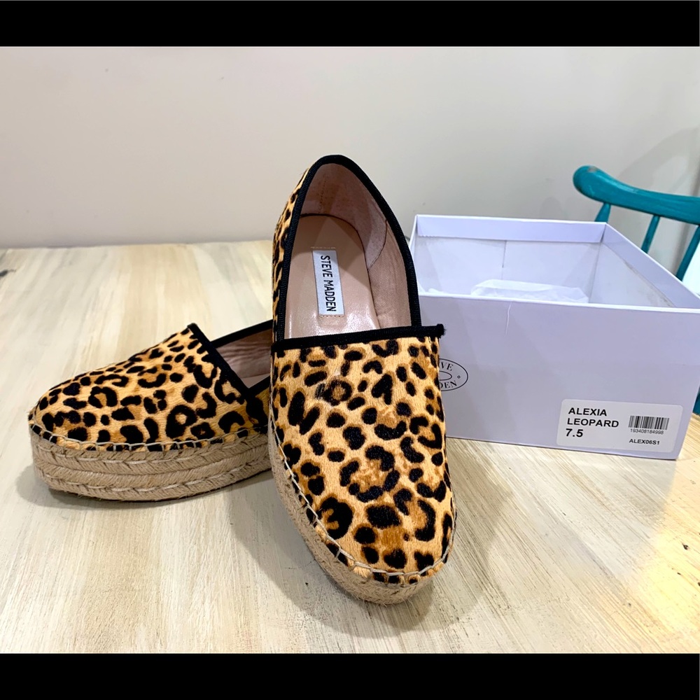 Steve Madden leopard platform espadrilles